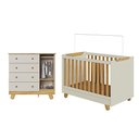 Ver imagem 4 de Quarto de Bebê Berço 4 em 1 e Cômoda 4 Gavetas 1 Porta 100% MDF Levy Yescasa Bege/Amêndoa/Off White