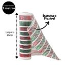 Ver imagem 4 de Kit 2 Telas Malha Tule Decorativa Natal Candy Tricolor Vermelho Verde e Branco 25cm X 5m Premium