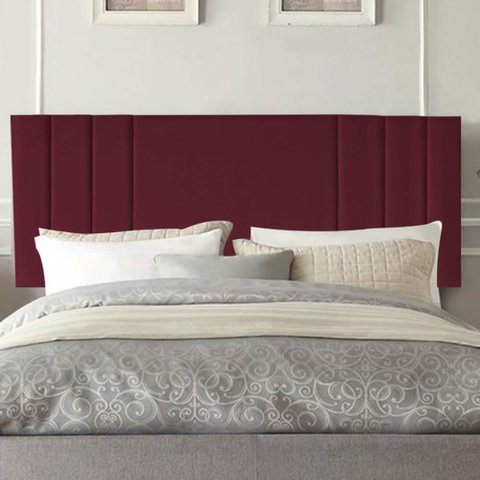 Painel Estofada Grécia 195CM King Suede Bordo - D A DECOR
