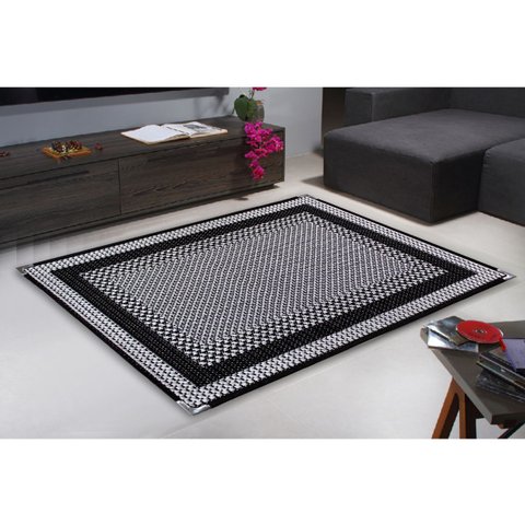 Tapete Sisal Sala Quarto 1,00x1,50 Antid. Preto/cinza S-587