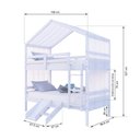 Ver imagem 3 de Beliche Solteiro Casinha com Cortina Kit Escada/escorregador Madeira Maciça Branco Megamobilia