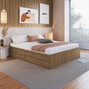 Ver imagem 1 de Cama Casal C/ Compartimento 142cm X 192cm Portas Basculantes Cor:mel