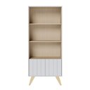 Ver imagem 3 de Conjunto 2 Peças Escrivaninha 1 Gaveta e Estante 2 Portas Smart Espresso Móveis Branco Fosco Tauari Nobre