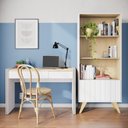 Ver imagem 1 de Conjunto 2 Peças Escrivaninha 1 Gaveta e Estante 2 Portas Smart Espresso Móveis Branco Fosco Tauari Nobre