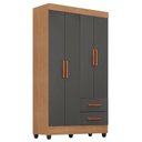 Ver imagem 1 de Guarda Roupa Solteiro Lite 4 Portas Nature Cinza – Móveis Leão