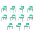 Ver imagem 2 de Kit 11 Cadeira Iso Infantil Creche, Escola Base Cinza Verde Água