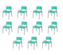 Ver imagem 2 de Kit 11 Cadeira Iso Infantil Creche, Escola Base Cinza Verde Água