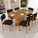 Ver imagem 2 de Kit 06 Cadeiras para Sala de Jantar Cozinha Living Estofada Dara L02 Bouclê Preto - Lyam Decor