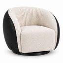 Ver imagem 3 de Poltrona Giratória 360° Orgânica Bouclé Sala Recepção Nuvem:Bouclê/Courino Sintético/ Off White Deta