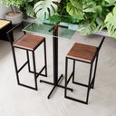 Ver imagem 1 de Conjunto Mesa Alta Bar Bistrô Quadrada Vidro 2 Banquetas Confort Imbuia Industrial Black Don Castro