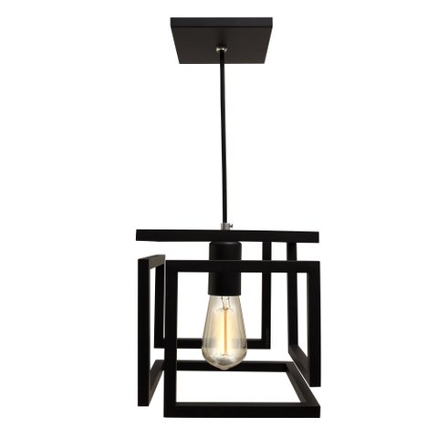 Kit 2 Pendente Infinity Poptem Cubo Aluminio Preto Luminária Lustre 20cm Sala