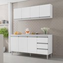 Ver imagem 2 de Balcão de Pia e Aéreo Cozinha Andréia 160 cm Branco 1819 1842 Sem Tampo AJL Móveis