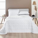 Ver imagem 4 de Kit Cobre Leito Colcha Sofist Padrão 3 Peças Micropercal 300 Fios Branco