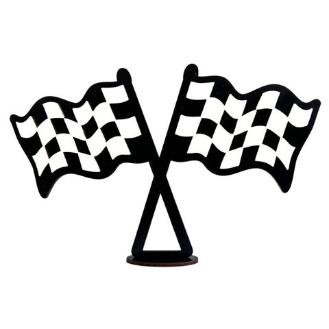 Centro de Mesa Bandeira Quadriculada Corrida Decoração Festa