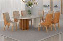 Ver imagem 1 de Conjunto Jantar 8 Cadeiras Maciça 2x1 Pilar Vdo- Arbo Design-cinamomo Off White Linho Bege