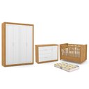 Ver imagem 1 de Dormitório Tutto New 4 Portas, Cômoda 1 Porta, Berço Freijó/Branco Soft com Colchão D18 - Matic Móve