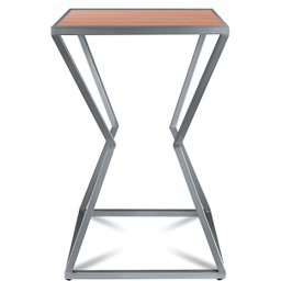 Mesa de Canto Lateral Alta Quadrada para Sala Austria - Prata Jade - 4