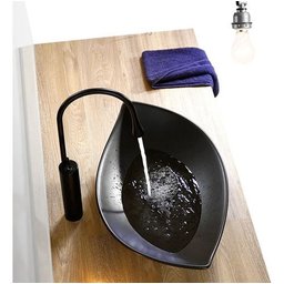 Cuba Apoio Evier Leaf Black Lavabo Banheiro Preto Fosco - 3