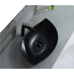 Cuba Apoio Evier Leaf Black Lavabo Banheiro Preto Fosco - 1