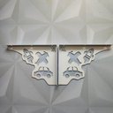 Ver imagem 6 de Par Mãos Francesas Ornamentada Decorativa 20cm Menino Carro e Avião Branco Aço