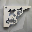 Ver imagem 4 de Par Mãos Francesas Ornamentada Decorativa 20cm Menino Carro e Avião Branco Aço