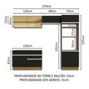 Ver imagem 4 de Armário de Cozinha Completa 270cm Rustic/Preto Glamy Madesa 12
