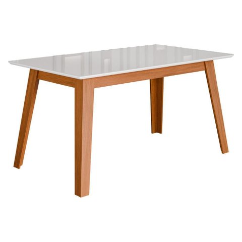 Mesa de Jantar com Vidro 6 Lugares Multimóveis Cr50230 Cinamomo/off White