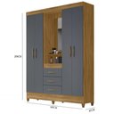 Ver imagem 4 de Guarda Roupa Capri 165cm 4 Portas Freijó Cinza com Espelho Moval
