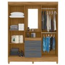 Ver imagem 3 de Guarda Roupa Capri 165cm 4 Portas Freijó Cinza com Espelho Moval
