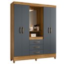 Ver imagem 1 de Guarda Roupa Capri 165cm 4 Portas Freijó Cinza com Espelho Moval