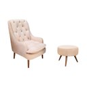 Ver imagem 1 de Kit Poltrona Lille e Puff Suede Bege - Dominic Decor