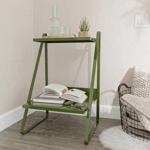 Mesa de Cabeceira Nicho em Aço Begônia CabeCasa MadeiraOriginals Verde