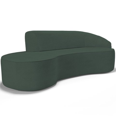 Sofá 4 Lugares Curvo Sala de Estar Living Firenze Direito D02 Linho Verde Musgo 260 cm C-117 - Lyam