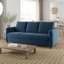 Ver imagem 1 de Sofá 3 Lugares Veludo Azul Orquídea 195cm CabeCasa MadeiraOriginals