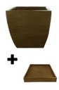 Ver mais imagens de Kit Vaso Planta + Prato 30x30 Moderno Trapézio Polietileno BGPLASTICOS V8 MARROM CAFE 003