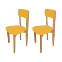 Ver imagem 1 de Kit 2 Cadeiras Infantil para Refeitório Assento e Encosto Amarelo Base Madeira