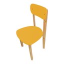 Ver imagem 3 de Kit 2 Cadeiras Infantil para Refeitório Assento e Encosto Amarelo Base Madeira