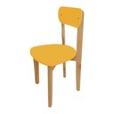 Ver imagem 2 de Kit 2 Cadeiras Infantil para Refeitório Assento e Encosto Amarelo Base Madeira