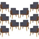 Ver imagem 1 de Kit 10 Poltronas Decorativas Lis Corino e Linho Cores Pé Palito 30 Cm Castanho
