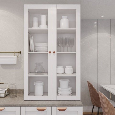 Armário Aéreo Planejado 2 Portas 135cm com Porta de Vidro Arizona CabeCasa MadeiraOriginals Branco