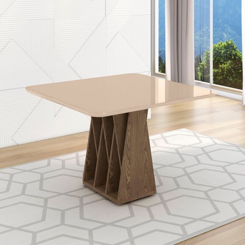 Mesa para Sala de Jantar 4 Lugares Orquestra Marrom/Carvalho/Fendi