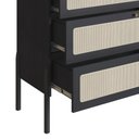 Ver imagem 6 de Cômoda Retrô para Quarto com 3 Gavetas e Tela Sintética Cor:nero