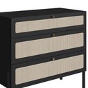 Ver imagem 7 de Cômoda Retrô para Quarto com 3 Gavetas e Tela Sintética Cor:nero