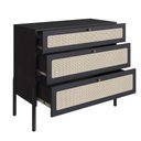 Ver imagem 5 de Cômoda Retrô para Quarto com 3 Gavetas e Tela Sintética Cor:nero
