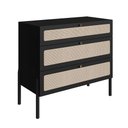Ver imagem 2 de Cômoda Retrô para Quarto com 3 Gavetas e Tela Sintética Cor:nero