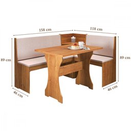 Mesa com Banco Canto Estofado Golden Mel Tecido Linho Amendoa Viero - 3