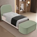Ver imagem 5 de Cabeceira Cama Box 100cm Lanna com Puff Recamier Doha W01 Bouclê Oliva - Lyam Decor