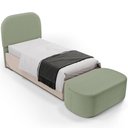 Ver imagem 1 de Cabeceira Cama Box 100cm Lanna com Puff Recamier Doha W01 Bouclê Oliva - Lyam Decor