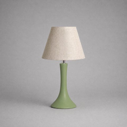 Abajour Paris Pequeno c/ Cúpula Tecido Decorativo de Cerâmica para Sala e Mesa Pistache
