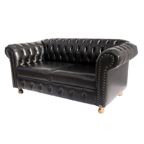 Sofa 1.80 Luiz XV Chesterfield Capitone Corano Preto